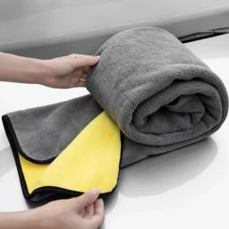 Toalha de limpeza de dupla camada de microfibra, super absorvente, grosso, macio, secando o pano, corpo do carro, lavando, limpo - Image 4