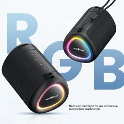 WISETIGER-A46 Mini alto-falante portátil Bluetooth, incrível caixa de som baixo, alto-falante sem fio com luz LED, slot para cartão TF e AUX-IN - Image 6