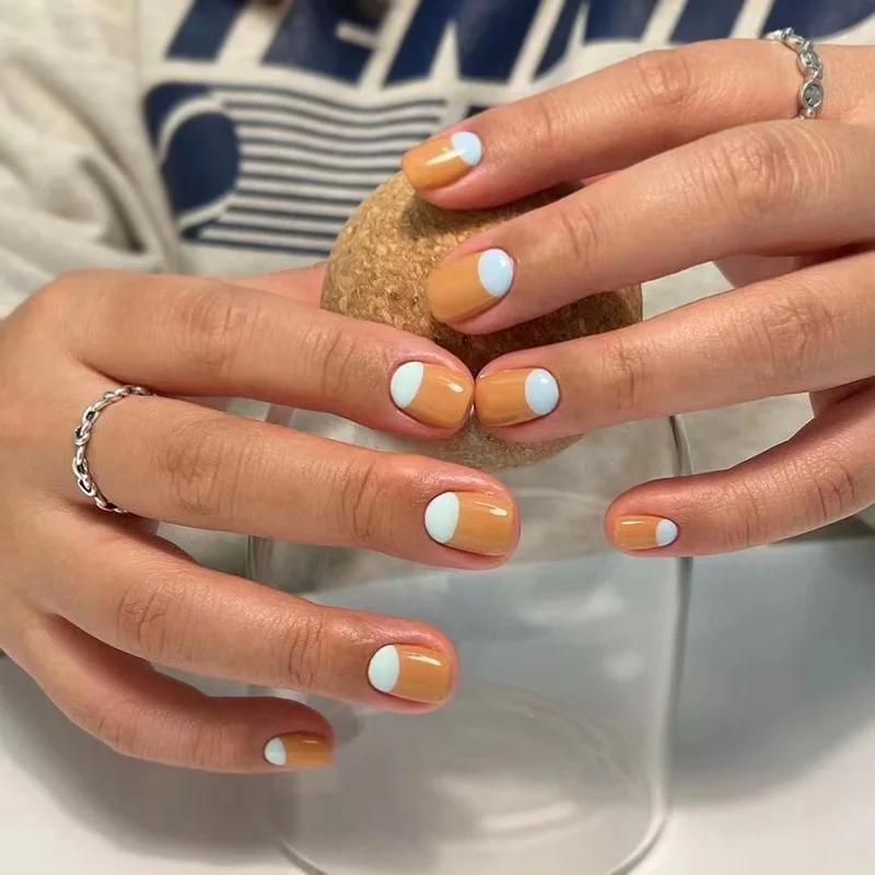 Margarida flor teste padrão wearable unha arte brilhante luz roxo adorável unhas falsas destacável terminado unhas falsas imprensa em unhas - Image 1
