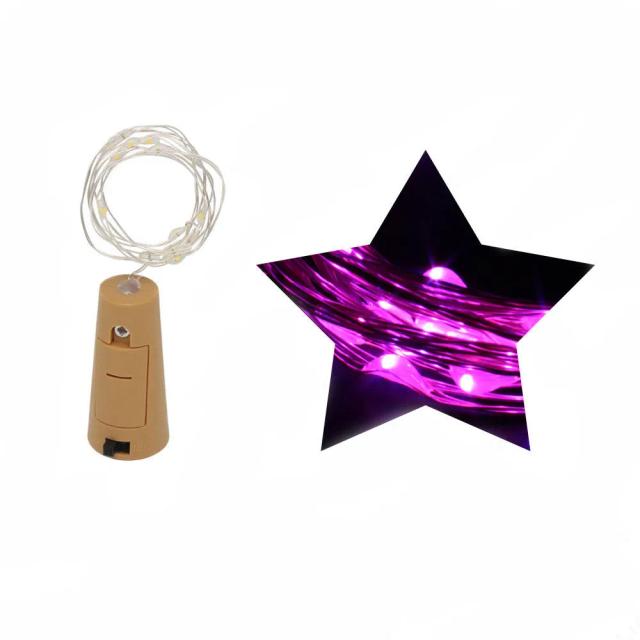 Corda de Luz LED Colorida para Garrafa de Vinho - Rolha Prata para Decoração de Festas em 2024