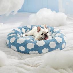 Ninho de pelúcia redondo com bordas levantadas para animais, cama de gato Donut, almofada para cães, cama aconchegante para gatos pequenos - Image 5