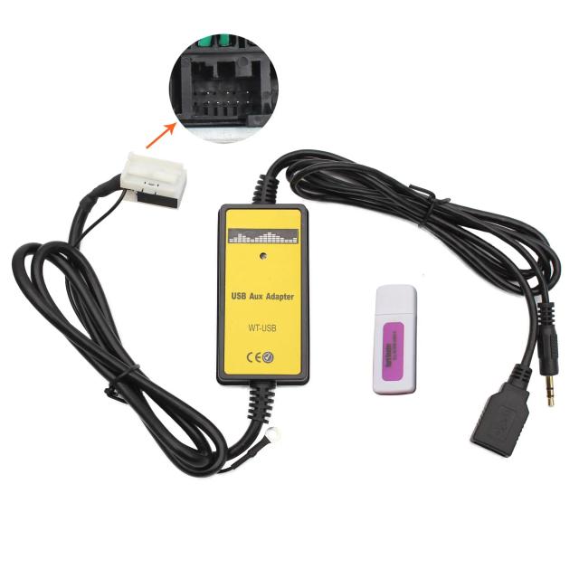 Moonet Adaptador de Áudio USB Aux para Carro VW Audi Skoda 12 Pinos