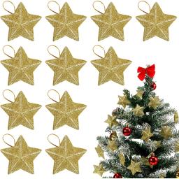 Glitter Star Ornamentos para Árvore de Natal, Pingente Pendurado, Decorações de Casa, Festa de Ano Novo, DIY, 6 peças por conjunto, 2025 - Image 1