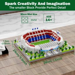 Blocos de Construção do Estádio de Futebol Barcelona, Mini Tijolos, Bloco de Construção Arquitetura para Adultos, Presente do Campo de Futebol - Image 6