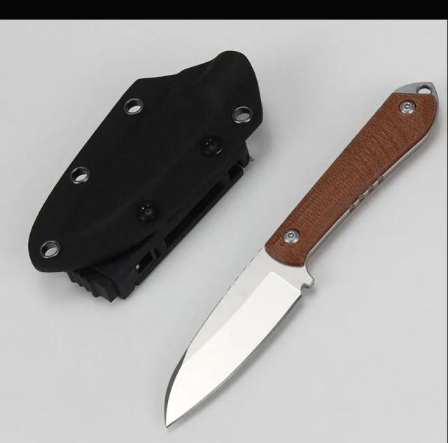 FREETIGER Faca Reta com Bainha K de Aço 14C28N e Alça Micarta para Camping, Caça e EDC