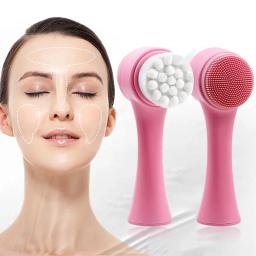 Limpador Facial De Silicone Bilateral, Massagem Manual, Cerdas Macias, Frente e verso, Escova 3D Face, Ferramentas De Limpeza - Image 1