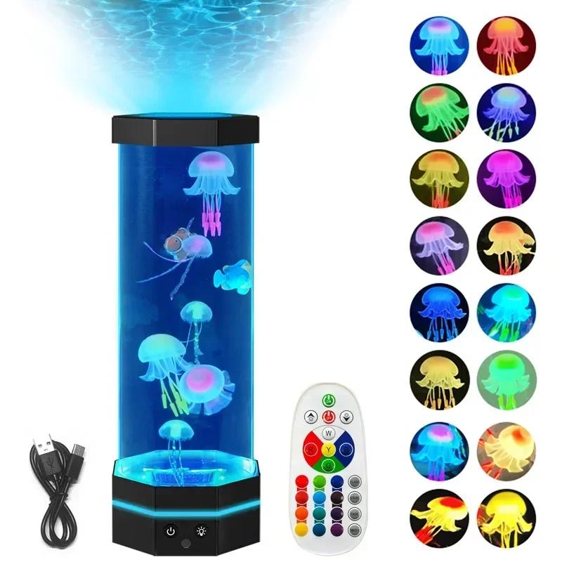 Lâmpada LED Jellyfish-Mudando com controle remoto, plug-in USB, lâmpada Peixe Bolha, Lava Night Light, 17 cores - Image 1