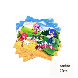 Descartável Cartoon Sonic Party Supplies, Placa, Copo, Guardanapo, Toalha De Mesa, Bolo Topper, Saco De Presentes, Kids Birthday Party Decorações Set - Image 4
