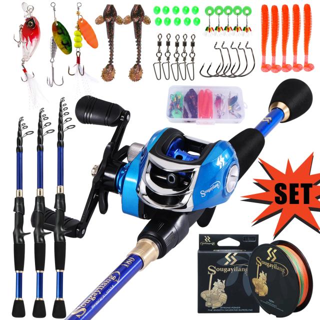 Combo de Pesca Portátil Sougayilang: Vara Telescópica de Fibra de Carbono de 1.8-2.4m e Carretel com Relação de Engrenagem 7.2:1