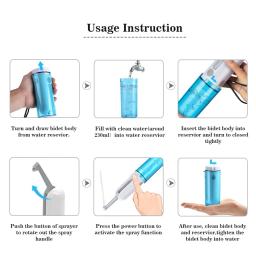 Bidé de vaso sanitário elétrico com carga usb, bidês portáteis, pulverizador portátil, banheiro, prático, kit de bidê de viagem - Image 5