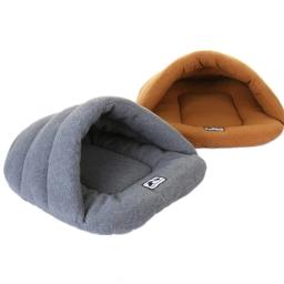 Velo polar macio camas para cães de estimação inverno quente animais de estimação esteira aquecida pequeno canil do cão casa para filhote de cachorro gatos saco de dormir ninho camas caverna - Image 2