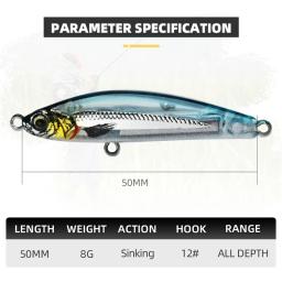 Blux exile 50 afundando lápis de gravidade vara pesada isca de pesca 50mm 8g água salgada lipless minnow wobbler isca de plástico duro - Image 2