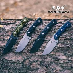 SANRENMU-Faca de lâmina fixa, Utilitário de acampamento ao ar livre, Facas de sobrevivência tática, Ferramenta EDC com bainha K, 8Cr13MoV, S738 - Image 4