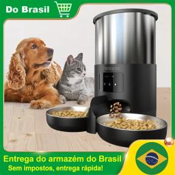 Newpet Comedouro para animais de estimação de 5 litros com microfone Comedouro automático para gatos Dispensador inteligente de ração para cães com temporização WiFi Comedouro quantitativo de aço inoxidável - Image 1