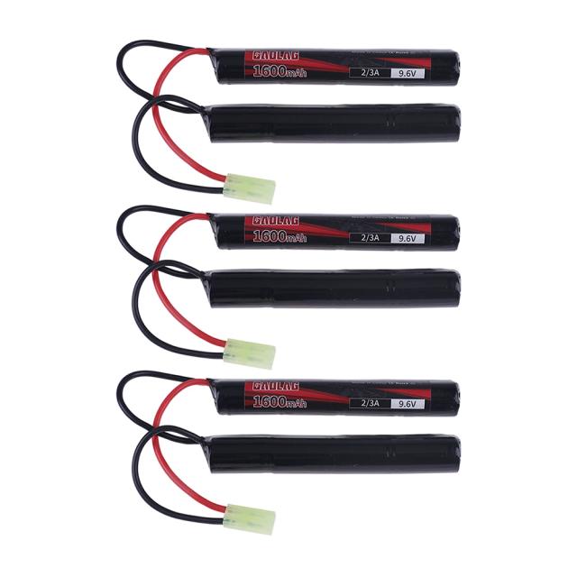 Bateria NiMH 2/3A 8S Borboleta 9,6V 1600mAh com Conector Mini Tamiya para Armas de Airsoft MP5 M4 G36C M110 SR25 M249