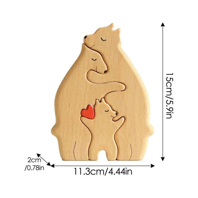 Estátua de Urso de Madeira em Puzzle para Decoração de Casa, Presente Ideal para Dia das Mães e Aniversários