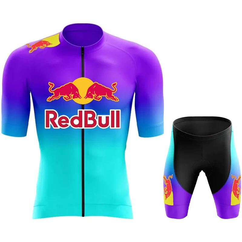 Redbull conjunto camisa de ciclismo da bicicleta dos homens roupas ciclismo verão manga curta mtb terno da bicicleta roupas ropa ciclismo hombre - Image 1