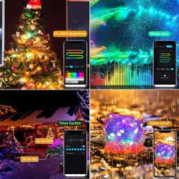 Multicolor Fairy String Luzes LED, Cortina impermeável Luzes, Luzes de Natal, Remoto e Bluetooth, Endereçável, 10m, 100LEDs, 5V - Image 3