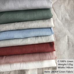 Tecido de linho puro orgânico natural por metro, camisa fina da marinha, vestuário para mulheres, 17x21s, 125g - Image 1