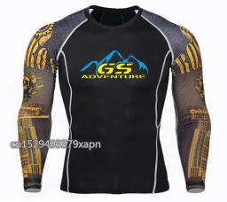 AVENTURA GS-3D impresso camisa de compressão masculina, tops de manga comprida, roupas masculinas, pulôver, 2023 - Image 1