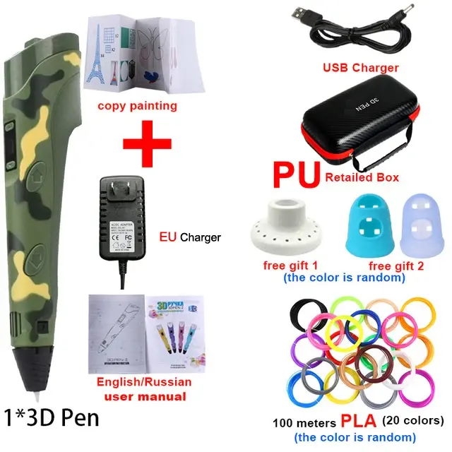 Caneta 3D para Crianças com Tela LCD - Desenhos e Pintura Segura com Filamento PLA, Ideal para DIY e Presentes de Natal e Aniversário