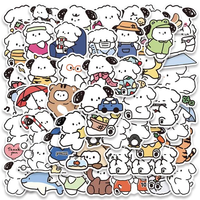 Adesivos Yowoyowoo de Cães dos Desenhos Animados - 50 Peças Bonitas para Personalizar Telefone, Laptop, Guitarra, Carro, Garrafa e Bagagem como Presentes Infantis