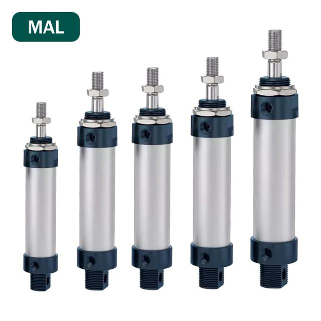Cilindros Pneumáticos de Ar Comprimido: Mini Cilindros com Furo de 16mm a 40mm e Curso de 25mm a 200mm com Alavanca Única