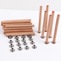 Pavios de vela de madeira cilíndricos redondos com suporte de ferro, Vela artesanal fazendo suprimentos, Núcleos de vela sem fumaça, 10pcs por conjunto - Image 3