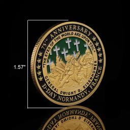Moeda de Desafio Banhada a Ouro e Prata, 75 ° Aniversário da Segunda Guerra Mundial, França Dia D Normandia, 1999 4.6.6 - Image 4