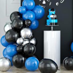 Kit Arco Balão Infantil, Festa de Aniversário, Graduação, Revelar Gênero, Decoração de Casamento, Guirlanda Prateada e Metal, Azul Royal e Preto - Image 5