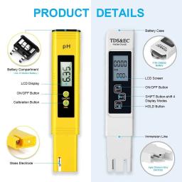 TDS Medidor Digital Tester Água 0-14 Alta Precisão Digital Medidor de PH Tester 0-9990ppm TDS & CE LCD de Água PPM Pureza Filtro De Aquário - Image 2