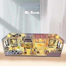 Casas de bonecas para adultos, Kits de construção em miniatura, Furniture Light Dollhouse, Brinquedos DIY, Presentes de aniversário - Image 1