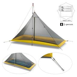 Barraca de acampamento ultraleve, 2-4 pessoas, ao ar livre, 40d, nylon, revestido de silicone, pirâmide sem haste, grande, respirável, 3-4 estações, barraca interna - Image 2