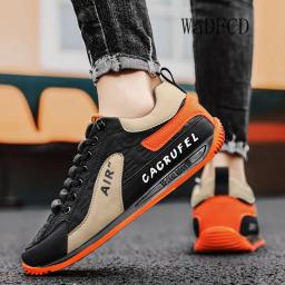 Tênis casuais masculino retro tênis de corrida moda microfibra tecido couro respirável altura aumentada sapatos plataforma plana - Image 5