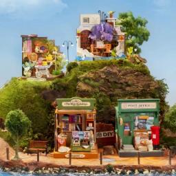 Robotime-Rolife DIY Miniature House, Kit Tea Yard, Muse Livraria, KitCentury Postoffice Kit, Sea Holiday Restaurante para Adulto - Image 5