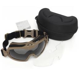 Airsoft militar óculos de proteção tático com micro ventilador anti-nevoeiro tiro balístico óculos à prova de vento hd 3 len capacete paintball - Image 1