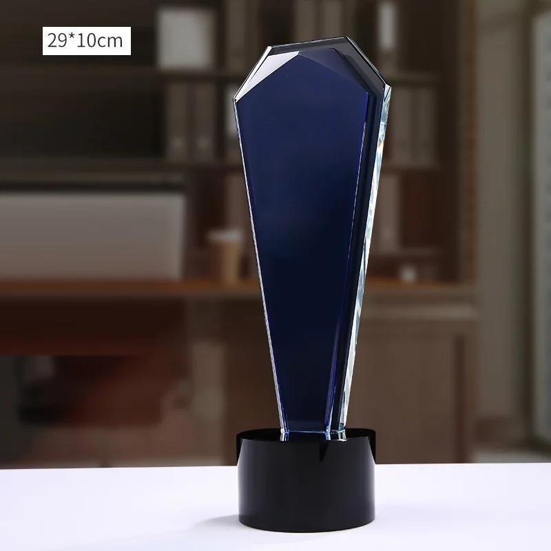 Troféu de cristal transparente personalizado, gravado placa honra prêmios, excelente empregado, cristal azul gravado troféu, criativo - Image 1