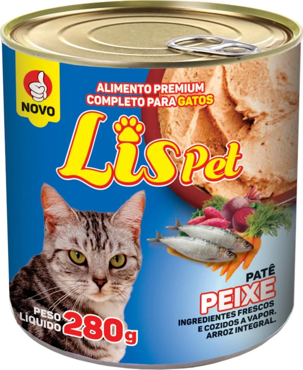 Alimento Completo / Ração Úmida / Patê para Gatos Adultos e Filhotes - LISPET  - Sabor Peixe - 280G - Image 1
