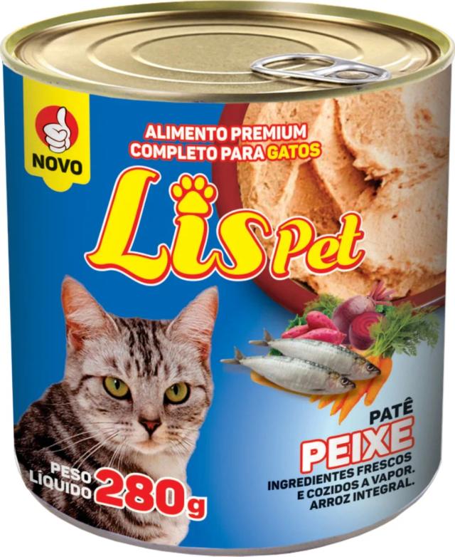 Ração Úmida Patê LISPET para Gatos Adultos e Filhotes Sabor Peixe 280g