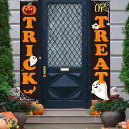 Halloween Porta Porch Sinais, Outdoor Indoor Hanging Banner, Sinais De Boas-Vindas, Truque Ou Deleite, Dons, Festa, Decoração De Casa - Image 1
