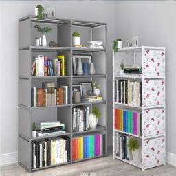 Estante portátil com pano de tecido na parte traseira, armazenamento do armário do cubo, estante organizador, sala, sala de estudo, quarto - Image 1
