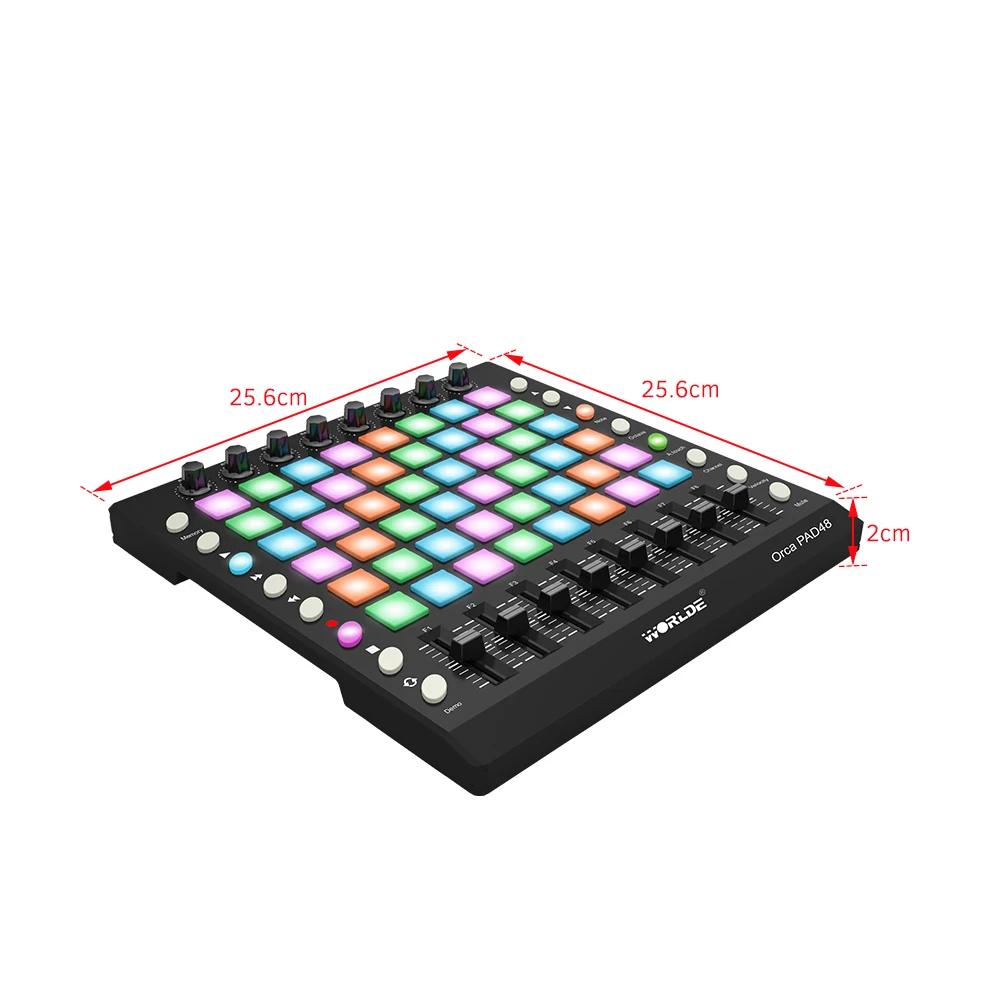 WORLDE-MIDI Drum Pad Controller, USB com Backlight Slider, instrumentos musicais eletrônicos, novas prateleiras, 3 Especificações, 48/64 - Image 1