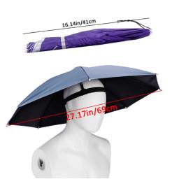 Cabeça vestindo chapéu guarda-chuva dobrável para proteção solar proteção contra chuva pesca esportes ao ar livre ciclismo proteção solar guarda-chuva chapéu - Image 4