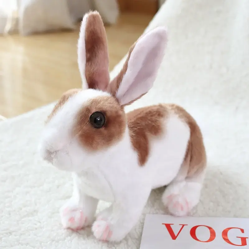 Brinquedo de pelúcia realista coelho Kawaii para crianças, animal realista, boneca de pelúcia, brinde de aniversário, decoração do quarto, 3 cores - Image 1