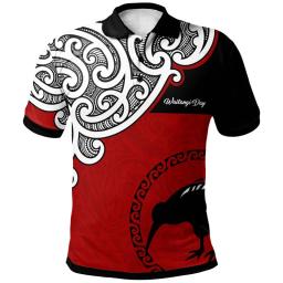 Nova Zelândia Rugby Impressão Polo Camisa para Homens, 3D Bandeira T-Shirt, Maori Padrões, Moda Roupas Vintage, NZ WAITANGI, Gráfico - Image 5
