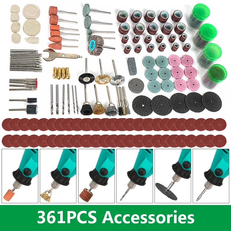 361 Pçs/lote Estilo Dremel Acessórios Ferramentas Abrasivas Conjunto de Acessórios de Ferramenta Rotativa para Peças de Gravura em Madeira e Metal Conjunto de Bit Dremel - Image 1