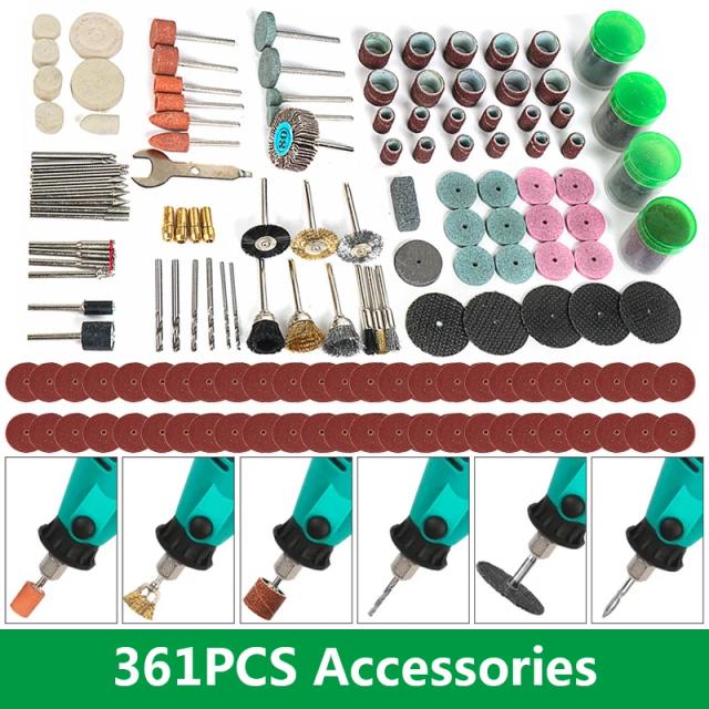 Conjunto Completo de 361 Acessórios para Ferramentas Rotativas Estilo Dremel - Ideal para Gravura em Madeira e Metal