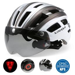 Capacete de motociclismo com luz traseira, viseira magnética destacável, protetor UV para homens e mulheres, capacete de mountain bike, capacetes MTB - Image 1