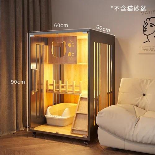 Gaiola de Madeira Maciça para Gatos: Super Grande com Duas Camadas e Espaço Livre para Conforto e Brincadeiras