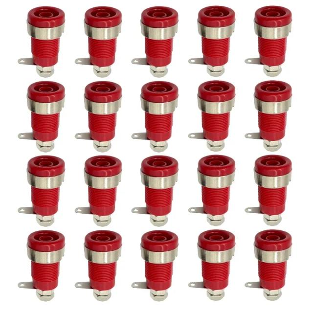 Banana Plug Isolador de Segurança Soquete Jack Painel Montagem Conector Poste, Multímetro Soquete Fêmea 4mm 32A 20Pçs